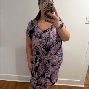 Anthropologie Maeve Purple Fan Print with knot in XL